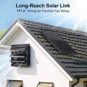 Hệ thống năng lượng mặt trời 24/7: Quạt hút 14 "với pin 4A + tấm hai mặt 2x60W để thông gió điện nhà kính/gác mái, nhà bếp - Product Image 3
