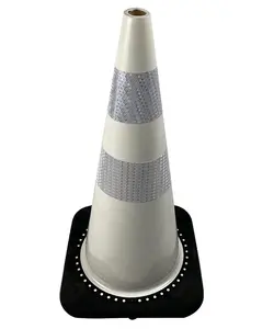 China Flexible PVC Traffic Safety Cone with Reflective white warning cones for Construction