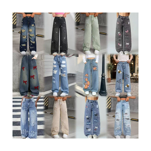 Jean en polyester tendance pour petite fille avec nœud décoratif, coupe droite, pantalon en denim polyvalent pour <span class=keywords><strong>enfant</strong></span>, personnalisable - Product Image 6