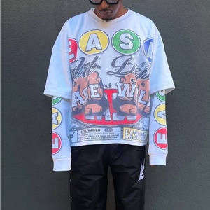 High Quality Heavyweight 300gsm 100% Cotton Jersey Fabric Oversized Boxy <b>Fit</b> Drop Shoulder <b>Long</b> Sleeve <b>T</b> <b>Shirt</b> Men - Product Image 2