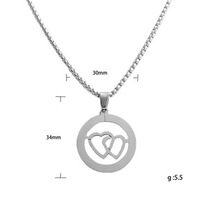 Collar con Colgante de Corazón Hueco de Acero Inoxidable para Hombre, Diseño Geométrico Retro, Regalo 12037 - Product Image 4