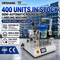 Machine d'étiquetage semi-automatique électrique pour bouteilles en bois, prix usine Orshang, avec moteur PLC et positionnement simple/double pour fûts et seaux
