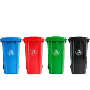 베스트 셀러 야외 오염 방지 2 개의 바퀴와 뚜껑이있는 이동식 플라스틱 쓰레기통 쓰레기통을 재활용하십시오