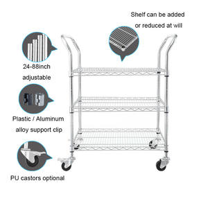 भारी शुल्क उद्योग धातु स्टील तार भंडारण ESD क्रोम मढ़वाया तार जाल संभाल ट्राली - Product Image 5
