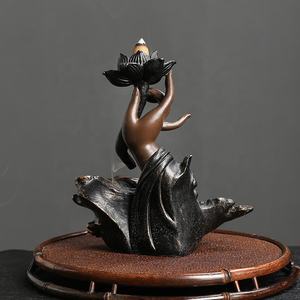 Bruciatore di Incenso Buddha in Ceramica Fatto a Mano, Porta Incenso a Riflusso, Aromatico per Casa e Ufficio, Decorazione Primaverile - Product Image 1