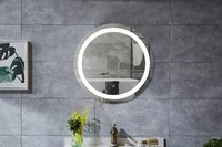 Miroir de bain lumineux à LED pour hôtels pour le maquillage Design rond moderne argenté design graphique