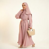 Abaya parapluie couleur blush pour femme, tenue modeste fermée, vêtements islamiques