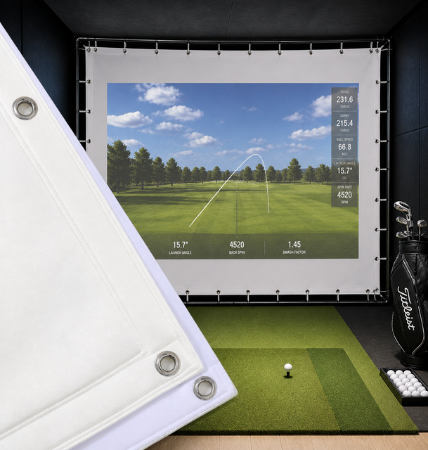 Custom 3MM 3D Fire Rated 4K High Definition Acoustic Indoor Golf Simulator Impact Screen 3 Layer Golf Simulator Hitting Screen