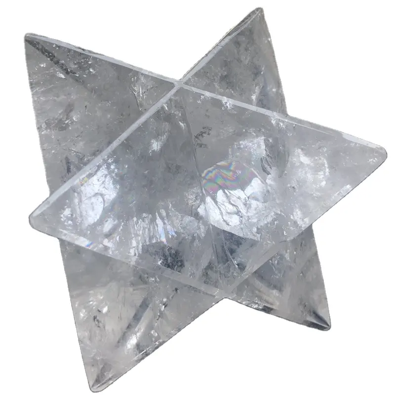 Grosir 8 Titik Kuarsa Mawar Ukuran Besar Kuarsa Bintang Merkaba Kristal Bening Piramida Menyanyi