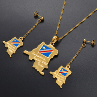 Ensemble de bijoux africains de la république démocratique du Congo, boucles d'oreilles, collier, pendentif en couleur or, pendentif ddrc