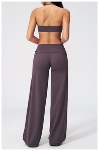Pantalon droit pour femme, soutien-gorge de sport pour femme à forte poitrine, débardeur tricoté pour femme, pantalon capri blanc, ensemble de yoga et de pilates - Product Image 5