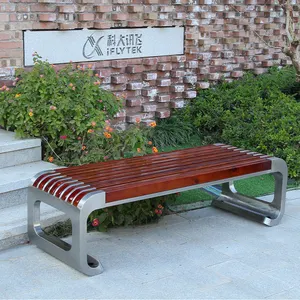 MARTES LB06 Durable Outdoor Modern Stainless Steel Benches Outdoor Park Garden Patio Wooden Benches Seat