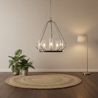 Lámparas de Araña LED de 5 Luces, Estilo Rústico Industrial, Altura Ajustable, Base para Bombilla E12, Una Sola Capa, Certificación ETL y CE, Iluminación para Sala de Estar, OEM ODM