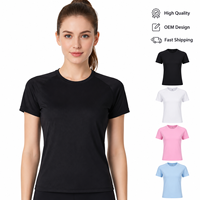 T-shirt personnalisé pour femme, col rond, manches courtes, coupe ajustée, séchage rapide, respirant, pour la course à pied, la gym, le fitness, OEM ODM, haute qualité