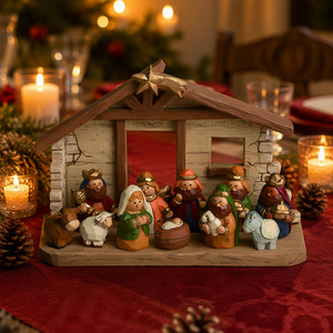 Mini Figurines <span class=keywords><strong>de</strong></span> <span class=keywords><strong>noël</strong></span> en résine colorée, 4x6 pouces, ensemble <span class=keywords><strong>de</strong></span> 12 pièces, porte-bonheur, scène <span class=keywords><strong>de</strong></span> <span class=keywords><strong>noël</strong></span> - Product Image 4