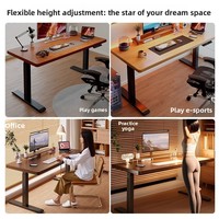 Bureau de jeu électrique réglable en hauteur, plateau inclinable, structure en acier, poste de travail moderne et minimaliste pour usage au bureau