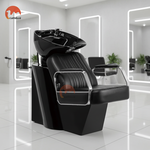 Sillón de Lavado de Cabello Semi-<span class=keywords><strong>Reclinable</strong></span> de Diseño Moderno y Lujo Ligero <span class=keywords><strong>para</strong></span> Salón de Belleza y Barbería con Construcción Metálica Resistente - Product Image 3