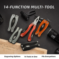 Outil multifonction pliable en acier inoxydable 14 en 1 pour l'extérieur, couteau pliant compact, ensemble d'outils