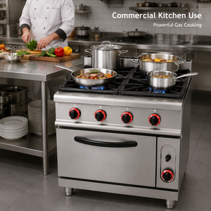 Estufa de Gas Comercial de 4 Quemadores, de Acero Inoxidable, con Base de Almacenamiento, para Equipamiento de Cocina de Restaurante - Product Image 4