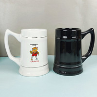 Chope à bière en céramique avec logo personnalisé, grande capacité de 30 oz, conservation de la chaleur, compatible micro-ondes, design moderne et minimaliste pour la bière