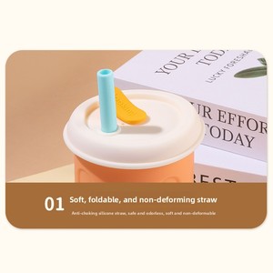 Vaso de Entrenamiento con Pajita de Silicona para Bebés, Material de Grado Alimenticio, Antiderrames y Resistente a Caídas, Vaso Portátil para Beber Agua - Product Image 3