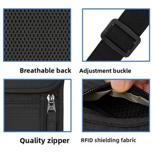 กระเป๋าสะพายข้างแบบมินิมอลสไตล์อ็อกซ์ฟอร์ด ป้องกัน RFID สีดำ สำหรับใส่เอกสารและบัตร - Product Image 4