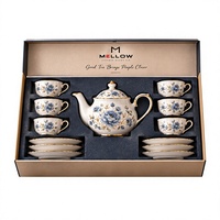 Ensemble théière et tasses à café en porcelaine vintage style français, vaisselle en céramique écologique faite à la main, 300 ml, cadeau mignon pour la maison