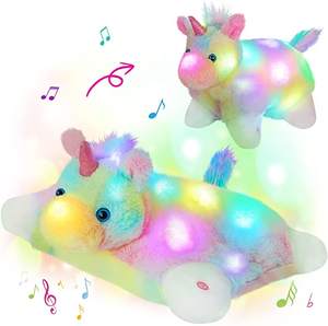 Peluche de perro de arco iris de 16 pulgadas personalizado, almohada 2 en 1 con luz LED Musical, suave, para cantar, gato - Product Image 4