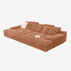 Multi-Functional Rabbit Hair Compressed Sectional <b>Sofa</b>, 2-Seat Jumbo Tofu Block Couch with Modular & Foldable Design - Product Image 2