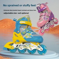 Ensemble de patins à roulettes en ligne ajustables et lumineux pour enfants, avec roues en PU et tissu en maille, pour filles et garçons, fourni par l'usine