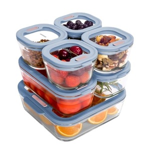 Contenedor de Alimentos Hermético de Diseño Moderno para la Escuela, Recipiente de Vidrio para Almacenamiento de Alimentos, Tapas de Vidrio Templado, Apto para Lavavajillas de Silicona - Product Image 1