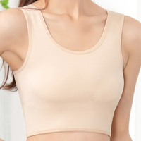 Offre Spéciale femmes transgenre garçon manqué poitrine liant doux et respectueux de la peau sans couture débardeur haut court gilet court Push up combinaison soutien-gorge
