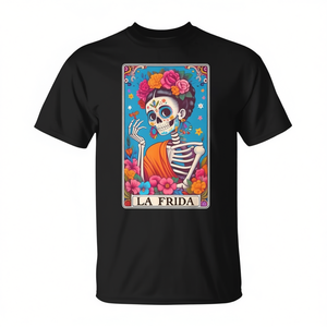 Camiseta Frida Day Of The Dead con diseño de calavera de Halloween, color negro, unisex para adultos - Product Image 2