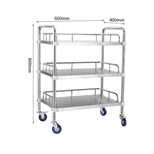 저렴한 가격의 스테인리스 응급 치료 트롤리 병원 카트 바퀴 포함 - Product Image 3