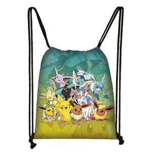 24 diseños 32*38cm videojuego POKE mochila con cordón mochila de dibujos animados Anime personaje impresión bolsa de compras - Product Image 2
