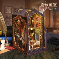 Kit de maison miniature gothique en gros pour coin lecture, maison miniature DIY, maison de poupée, puzzle 3D pour adultes avec lumière LED