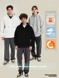 Poids lourd qualité logo personnalisé 450GSM 100% coton polaire lourde vierge surdimensionné grande taille hommes sweats à capuche - Product Image 2