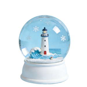 Globo de Nieve con Faro y Olas del Océano, con Nieve en Movimiento - Coleccionable Premium para Decoración Costera - Product Image 1