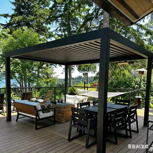 Chinesischer Landschaftspavillon, <span class=keywords><strong>Pergola</strong></span>, Gartenlaube, Wintergarten, Teeraum, Isoliert, Schalldicht, Aluminiumlegierung, Gehärtetes Glas, Offen - Product Image 5