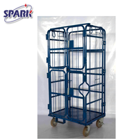 Chariot à palettes pliable en acier, à pousser à la main, avec roues, capacité 500 kg, revêtement poudré