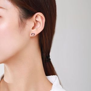 简单耳环925纯银单锆石甜心空心耳钉女性首饰制作 - Product Image 5