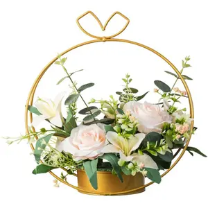 Diskon besar vas bunga logam untuk Dekorasi Pernikahan Aksesori dekorasi meja pernikahan penyangga bunga