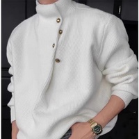 Pull en maille asymétrique à col montant pour homme, style coréen haut de gamme, pour automne-hiver, tenue décontractée streetwear, vente en gros
