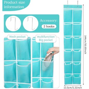 Over The Door Hanging <b>Shoe</b> Organizer 12 Pockets Turquoise Multifunctional Storage For <b>Shoes</b> And Toys - Product Image 4