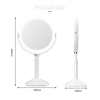 Miroir de maquillage à LED avec 3 couleurs de lumière, luminosité réglable, hauteur réglable, extensible, miroir de table