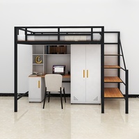 Lit mezzanine pour adultes avec bureau de rangement Garde-robe Lits mezzanine pour dortoir en métal