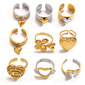 Heart-Shaped Stainless Steel <b>Open</b> <b>Ring</b> For Women Gift Jewelry Fashion <b>Rings</b> Gold Silver Tone - Product Image 5