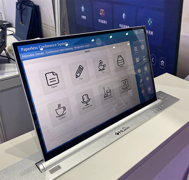 HUAIN 15.6 Inch Desk LCD Lift Paperless System Flip up Computer LCD Monitor Conference System