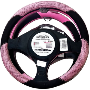 Housse de volant de voiture en maille rose et noire 37-39 cm pour voitures BF-119 - Product Image 2