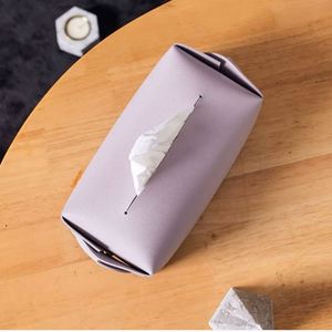 Étui rectangulaire en cuir PU imperméable et durable, style concis, pour mouchoirs domestiques, cadeau promotionnel - Product Image 2